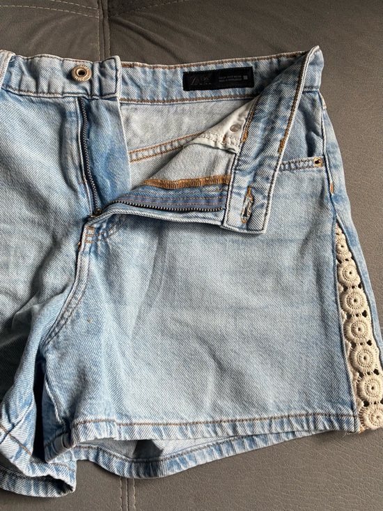 Zara Pants - Zara Denim Shorts with Crochet Lace Detail